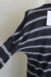 185 Vince Lasser Stripe Low Vee Neck Light Weight Sweater New Size S