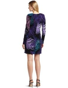 Retail $128 LBD Laundry by Design Womens Peacock Print Wrap Dress