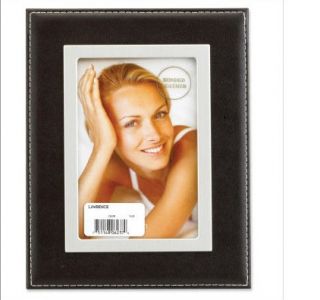Lawrence Frames 687057 687057 Black Leather 5x7 Picture Frame Silver