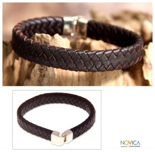 Handmade Leather Braided Bracelet Men Steadfasr Novica