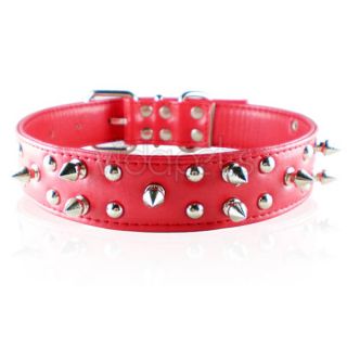 Spiked Studded Leather Dog Collar Spikes M L XL