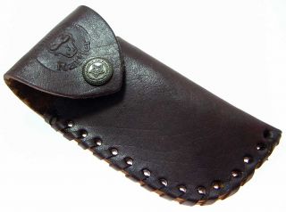 Brown Leather Folding Pocket Knife Belt Pouch Sheath