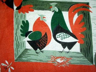 Fabulous vintage tablecloth from Leacock Prints, style name The Hen
