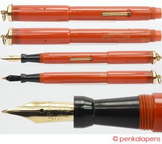 Leboeuf 40 Teracota Red Lever Filler USA Made 1930s Great Pen