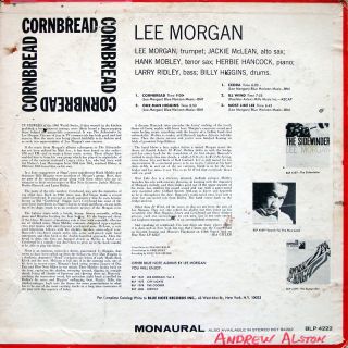 Lee Morgan Cornbread LP Blue Note BLP 4222 US 1965 Jazz NY Ear RVG