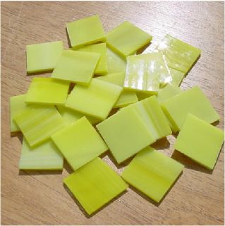 This offer is for 25 Yellow Translucent 1 Square Glass Mosaic Tile.