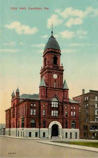Lewiston Maine Me 1908 City Hall Vintage Postcard