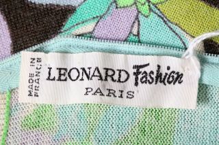 LEONARD PARIS FASHION Bright*VINTAGE* A Line Floral Knit Sweater Mini