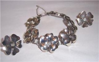 Leonore Doskow Handmade Modernist Sterling Silver Bracelet Earrings
