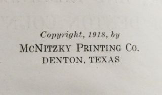 Scarce 1918 1st Ed Texana Lewisville Texas Sanger History Denton