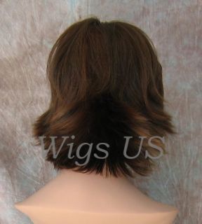 Wigs Chestnut Auburn Short Flip Layers with Bangs Wig