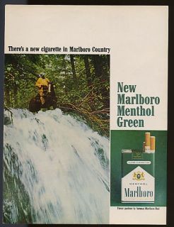 1967 Marlboro Menthol Green Cigarette Waterfall Ad