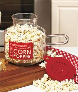 No Fat Glass Microwave Popcorn Popper Butter Melt Lid