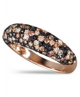 EFFY Collection 14k Rose Gold Ring, Black, Champagne and White Diamond