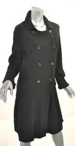 Annette Gortz Germany Black Wool Knit Dress Coat Duster Versatile s M