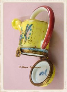 Limoges Porcelain,Trinket Box,Rochard,Garden Watering Can,Butterfly