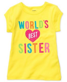 NEW Carters Kids T Shirt, Little Girls Worlds Best Sister Tee