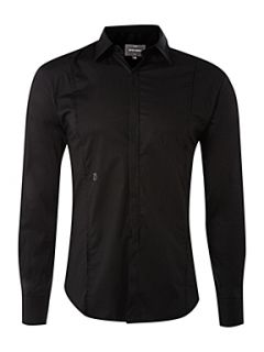 Peter Werth Long sleeve stretch cotton shirt with seam detail Black   