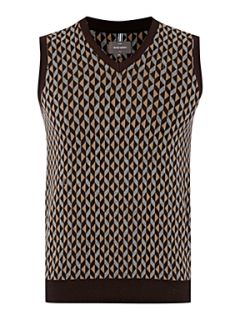 Peter Werth Faulks geometric knitted vest Chocolate   