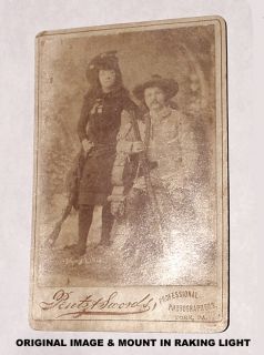 May Lillie Pawnee Bill w Rifles Cabinet Card Photo