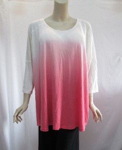Belle Gray by Lisa Rinna 2X 3 4 Sleeve DIP Dye Tunic Blouse Coral