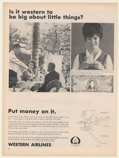 1967 Western Airlines Stewardess Susan Littler Finest Coffee Flub Stub
