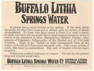 1908 Buffalo Lithia Springs Water Natural Spring Ad