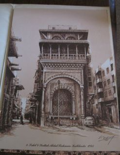 Ten Drawings and A Map of Medieval Houses Sabils of Cairo Egypt