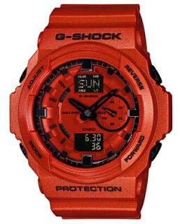 Shock Watch, Mens Analog Digital Orange Resin Strap 55x52mm GA150A