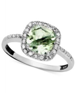 Silver Ring, Green Quartz (1 1/4 ct. t.w.) and Diamond (1/10 ct. t.w