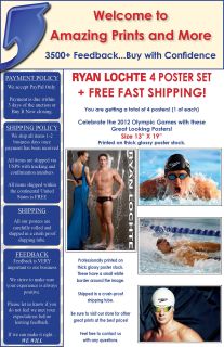 Ryan Lochte United States Olympic Games England 2012 Swimming 4 Poster