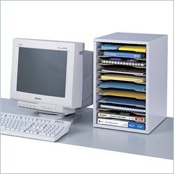 Grey 11 Compartment Vertical Desk Top Sorter Desktop Organizers