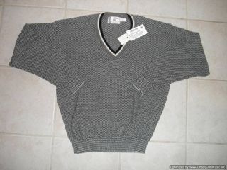London Fog Mens V Neck Sweater Medium Pullover Gray Black White