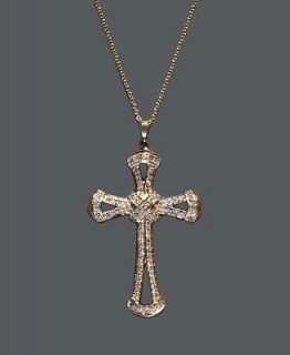 Effy Collection Diamond Necklace, 14k Gold Cross Pendant (1/2 ct. t.w