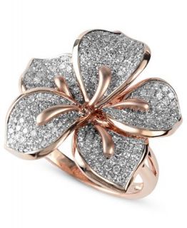 EFFY Collection Diamond Ring, 14k Rose Gold Diamond Flower Pave Ring