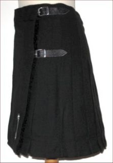 New 17 Ladies Plain Black Genuine Kilt Skirt 6