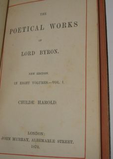 Leather Set Lord Byrons Works 1870 Antique Library