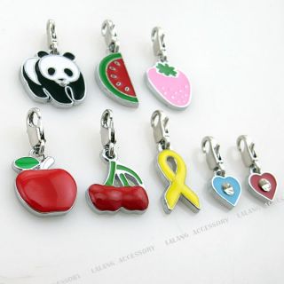 8pcs Wholesale New Mixed Charms Lobster Clip on Bead Pendant 220038 on