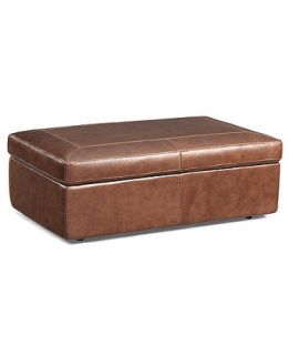 Enzo Leather Ottoman, Storage 46W x 28D x 17H   furniture