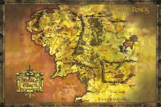 Lord of The Rings Poster Map of Middle Earth Movie Poster