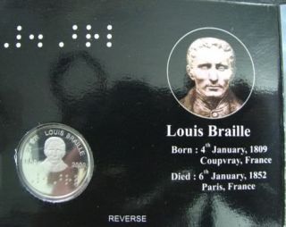 Louis Braille Proof Coin Dollar Crown Companion UNC 2RS