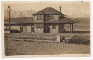 Real Photo Postcard of A Railroad Depot in Lone Pine California