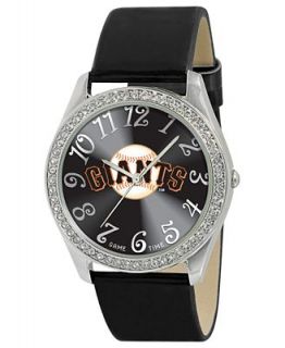 Game Time Watch, Womens San Francisco Giants Black Leather Strap 40mm