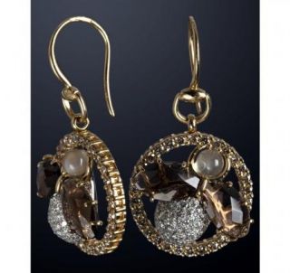 Gucci Diamond 18K Gold Quartz Horsebit Earrings Jewelry Adularia Fly $