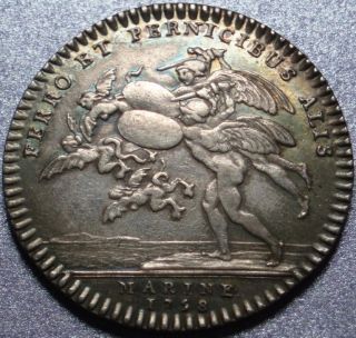 1758 France Silver Jetton Medal by Bouchardon Boreads Driving Away The