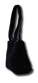 Donna Sharp Black Velvet Textured Lori Shoulder Bag Purse 12 1 2 x 10