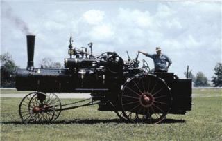 Steam Powered Tractor Thresher Postcard PC Farm 1959