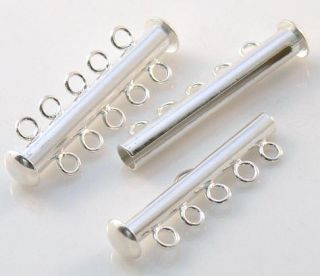 31mm Silver Plated 5 Strand SLIDE LOCK Clasps, 2 sets