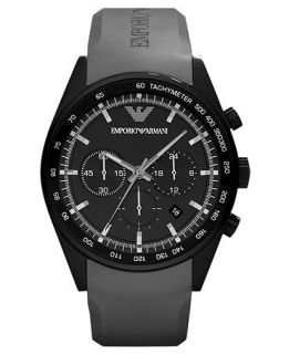 Emporio Armani Watch, Mens Chronograph Gray Rubber Strap 43mm AR5978