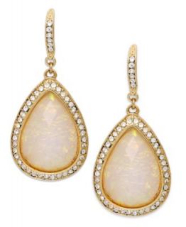 INC International Concepts Earrings, 12k Gold Plated Glass Accent Drop